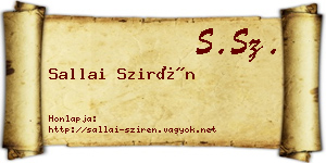Sallai Szirén névjegykártya